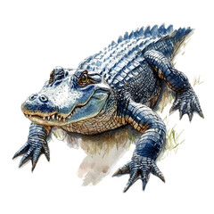 American Alligator, watercolor illustration vector, isolated on a white background.