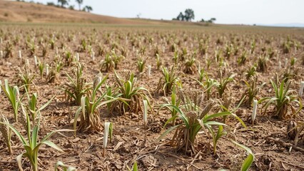 Drought-Stricken Farmland with Dehydrated Crops