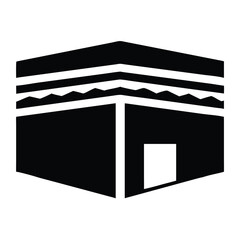 Minimalist black and white kaaba illustration for islamic themes and ramadan design