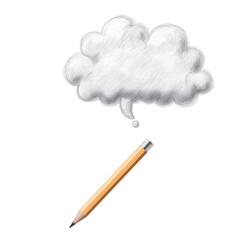 Pencil drawing creative idea and thought concept on transparent background