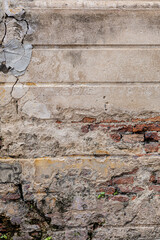 Damaged Plaster Wall Exposed Brick Texture Background