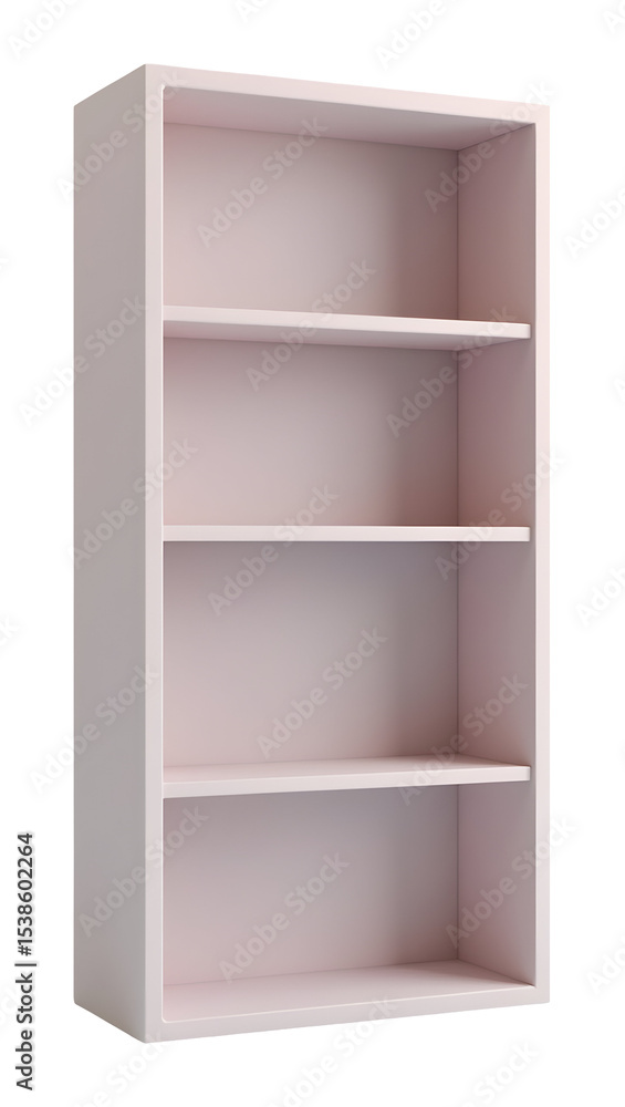 Poster clean empty pink bookshelf ready for organization, offering neat hopeful display