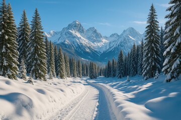 Wintertime in the Alpine Mountain Range