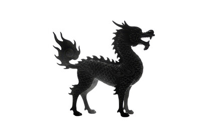 Fototapeta premium Black Chinese dragon silhouette isolated on white background