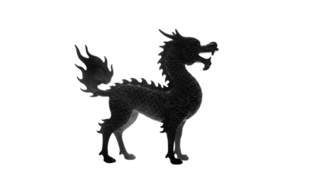 Black Chinese dragon silhouette isolated on white background