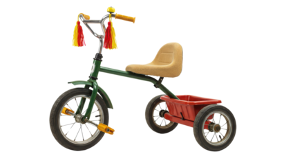 Vintage tricycle toy for kids isolated PNG with Transparent Background