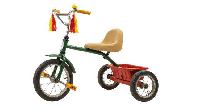 Vintage tricycle toy for kids isolated PNG with Transparent Background