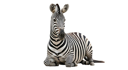 Resting Zebra Striking Black and White Animal Isolated