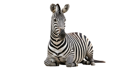 Resting Zebra Striking Black and White Animal Isolated