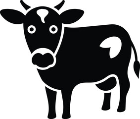 Black and white cow vector illustration simple graphic animal design farming icon
