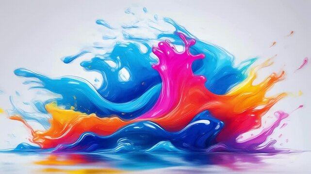 Vibrant Rainbow Paint Splash Abstract Colorful Design