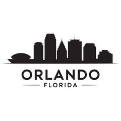 Naklejka premium Orlando skyline horizontal banner. Orlando, Florida. Vector template for your design. Vector black silhouette. with white background