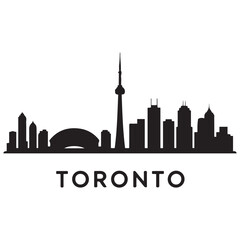 Obraz premium Vector Toronto skyline. Travel Toronto famous landmarks. Business and tourism concept for presentation, banner, web site. Vector black silhouette. with white background