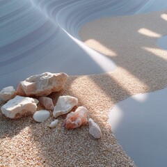 Dappled Sunlight on Sand with Pale Stones