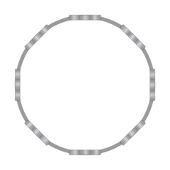 Classic, Elegant, and Glossy Silver Round Text Frame, Isolated on White 
