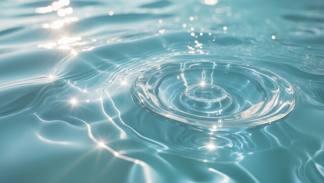 Close-up of the surface of clear, shallow water with sunlight forming ripples and reflections, creating a shimmering, nearly crystalline appearance.