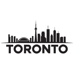 Obraz premium Vector Toronto skyline. Travel Toronto famous landmarks. Business and tourism concept for presentation, banner, web site. Vector black silhouette. with white background
