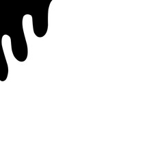 Fototapeta premium black dripping liquid shapes on the upper left side against a white background. The design evokes the look of paint or ink drips and can be used for modern or abstract themes.