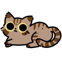 Cute brown cat cartoon illustration 