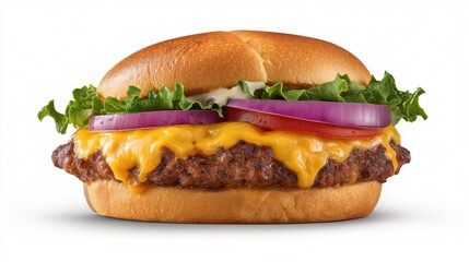 Juicy cheeseburger with fresh toppings served on toasted bun ready to be enjoyed!