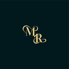 bold concept design elegant and curvy style monogram MR wedding logo initial letter