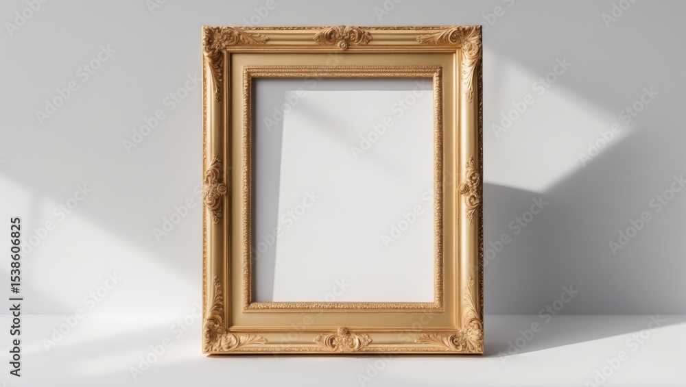 Poster golden frame isolated on white background with clipping path.