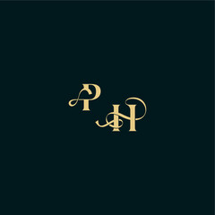 bold concept design elegant and curvy style monogram PH wedding logo initial letter