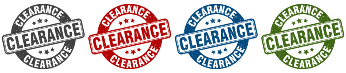 clearance stamp. clearance round stamp set isolated on white background