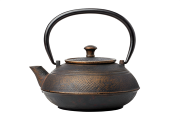 Elegant Cast Iron Teapot Dark Bronze Finish, Perfect for Tea Brewing