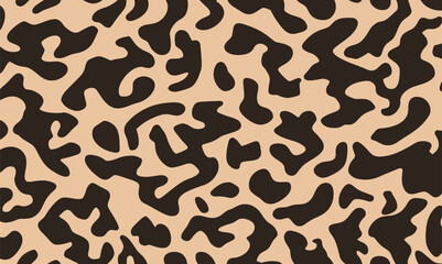 Seamless camouflage pattern in beige and dark brown tones, ideal for tactical designs, fashion fabrics, or retro-inspired digital artwork.