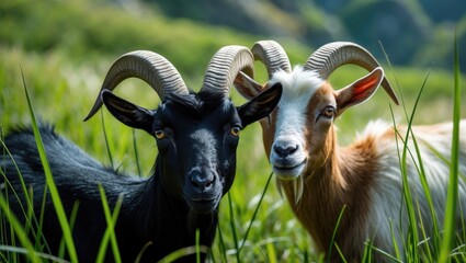 Obraz premium Goats close to Vytina village on the Peloponnese peninsula, Greece