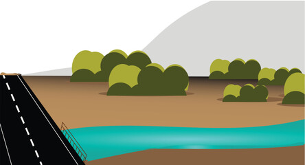 Local nature desert highway landscape, vector illustration design background 