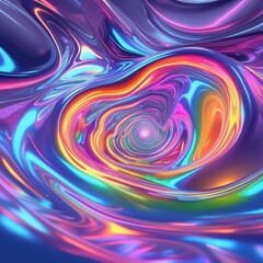 Obraz premium Abstract Swirling Holographic Liquid Background with Vibrant Neon Colors