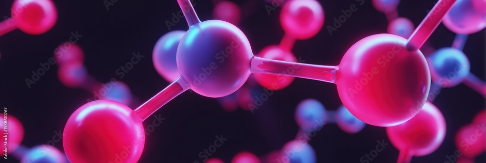 Poster Visual Representation of Atomic Habits in a Vibrant Neon Tech Style Showcasing Interconnected Molecules