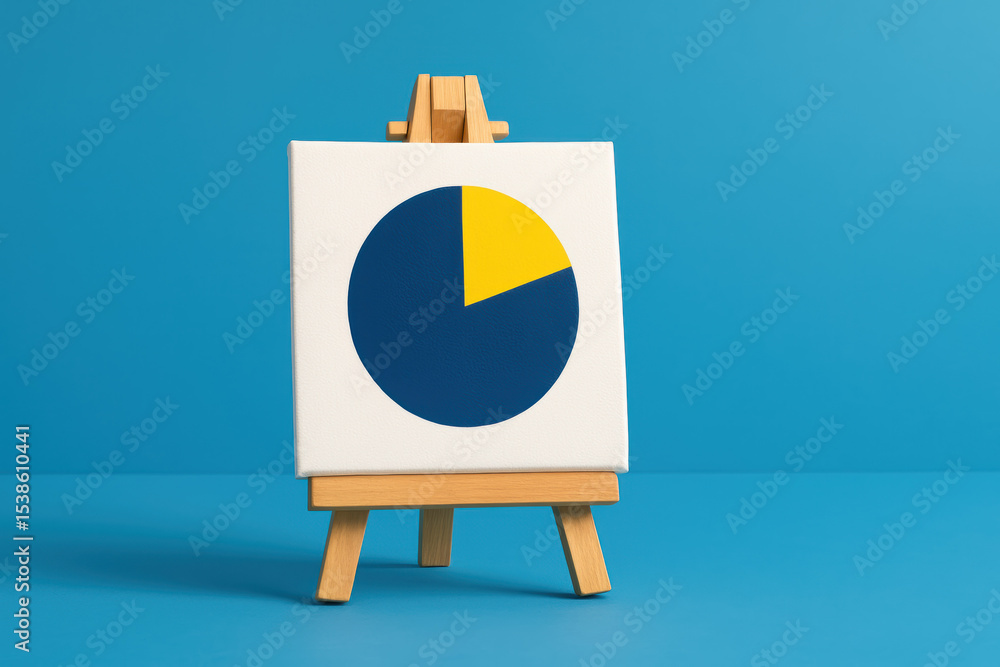 Aufkleber a pie chart where a dominant dark blue section highlights major data contrasted by a smaller yellow 