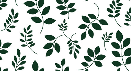 Seamless pattern with green leaves vector design natural background botanical illustration wallpaper texture editable stock vector illustration