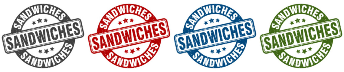 sandwiches stamp. sandwiches round stamp set isolated on white background