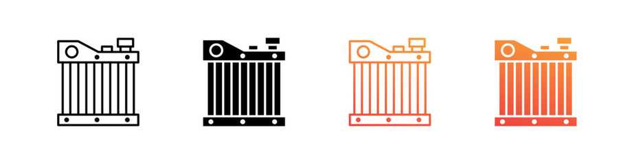 Radiator Multiple Style Icon Set Vector 