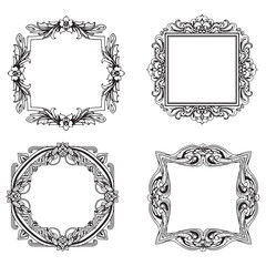 Title Decorative Vector Floral Frames Set Collection
