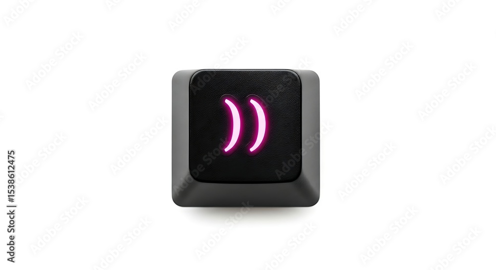 Poster keyboard key with fast forward symbol on white background