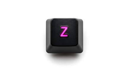 Isolated Black Keyboard Key 'Z' on White Background