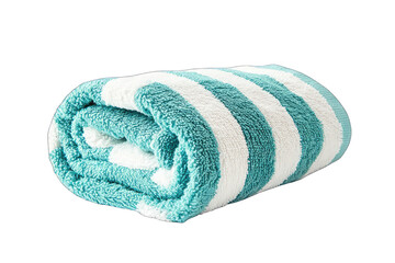 Rolled teal and white striped towel (1)