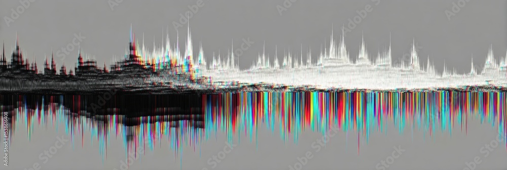 Aufkleber distorted voice waveform with glitch effects against a simple background showcasing sound dynamics a
