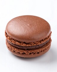 Delicious chocolate macaron dessert on white background