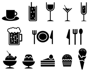 カフェやレストランで使える食べ物・飲み物アイコン