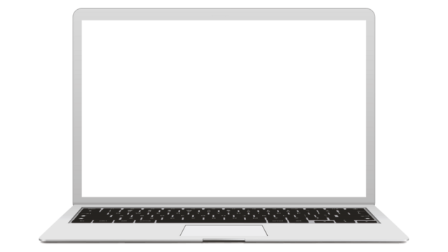 Modern silver laptop computer with blank screen