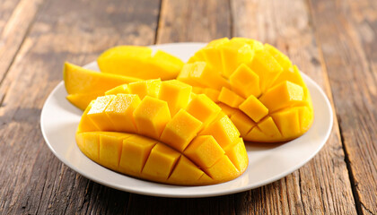 refreshing sliced mango on plate