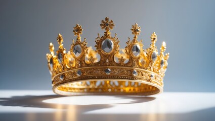 Fototapeta premium Golden crown positioned on a white background.