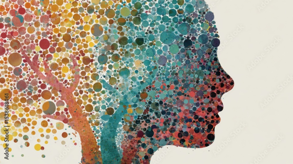 Poster Exploring the Impact of Gratitude on Brain Function Through a Colorful Artistic Representation of Neural Connections