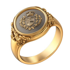 Buy luxury gold signet ring heraldic crest design on transparent background